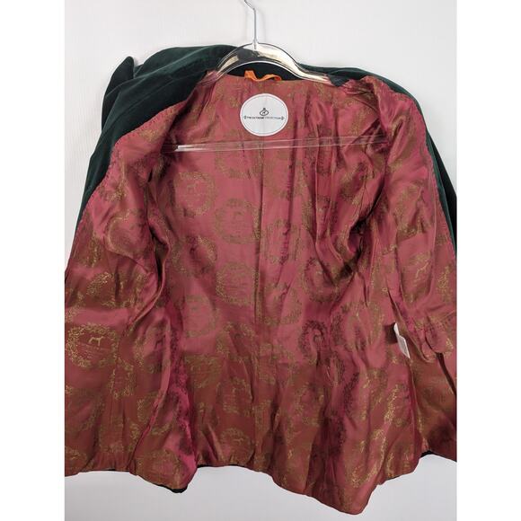 The Extreme Collection Velvet Blazer Green Double Breasted Gold Button Spain 42 - Picture 7 of 13